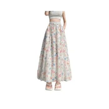 Flowers In Water Casual Long Skirt Women's