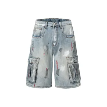 ZENGZHI Denim Shorts Unisex Premium Dirty Blue