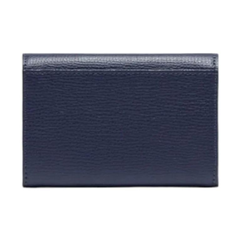 LACOSTE Cow Leather Business Card Holder Wallet Unisex Marine Blue-1