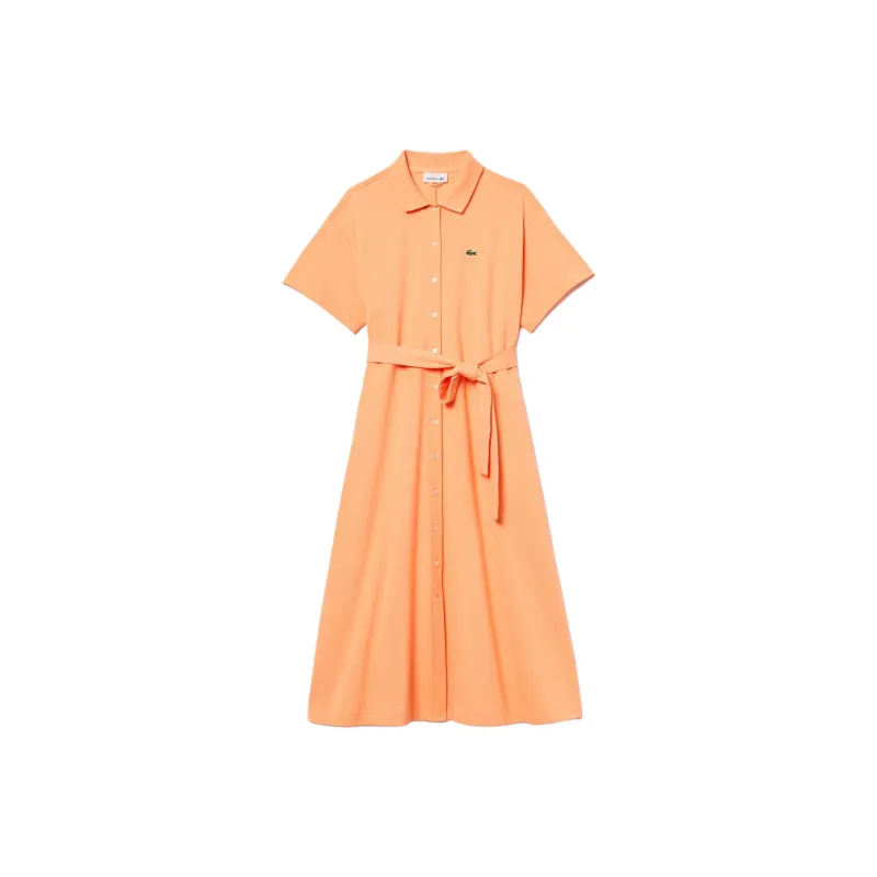 LACOSTE Short Sleeved Dress Women's Orange-0