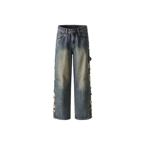 ZENGZHI Jeans Unisex Blue