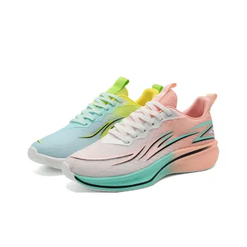 7 SEVFUN Running Shoes Unisex Low Top Pink Green Mismatched