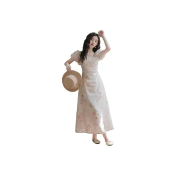 Flowers In Water Short Sleeved Dress Women's