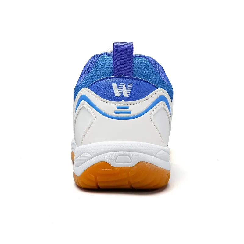 Warrior Cushioning, Slip Resistant, And Breathable Low Top Badminton Shoes Men's White Blue-3