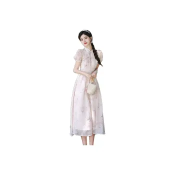 Flowers In Water Short Sleeved Dress Women's