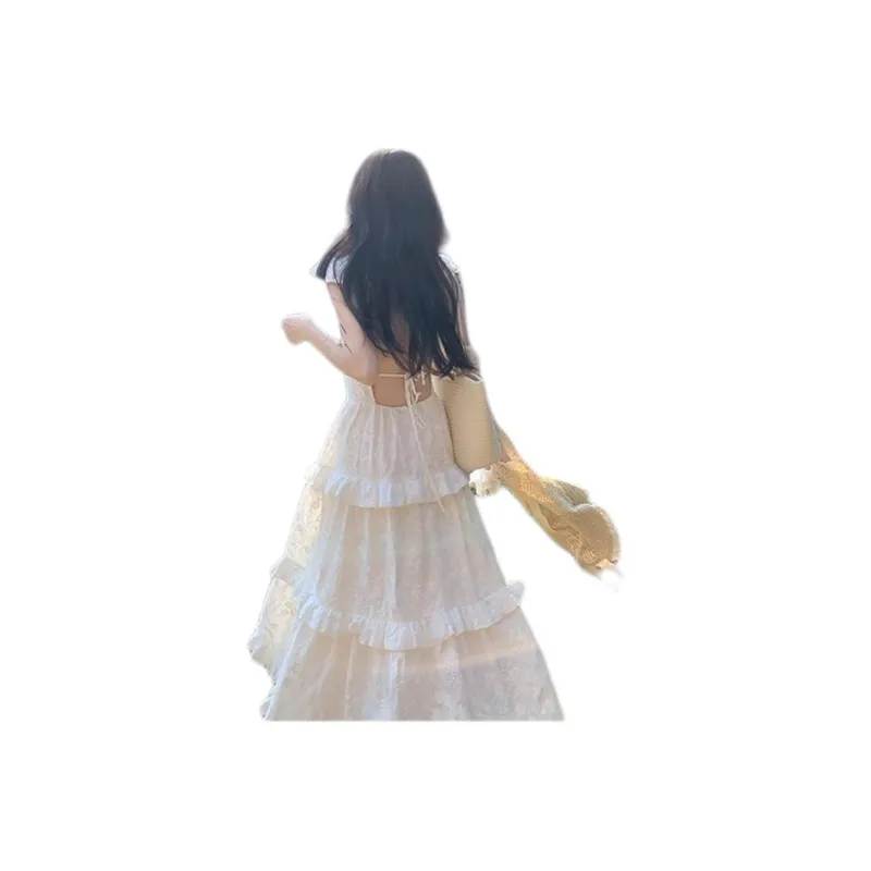 GOSO Slip Dresses Women's 'Camellia White Moonlight' Dress-5