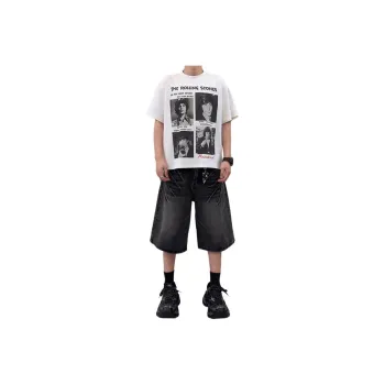 DARK HORSE Denim Shorts Unisex Vintage Black