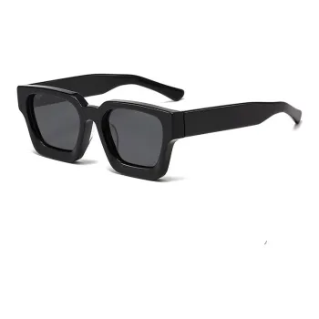 Thunder Pailong Plate Frame Square Sunglasses Unisex Black, White, Gray