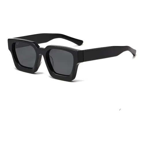 Thunder Pailong Plate Frame Square Sunglasses Unisex Black, White, Gray