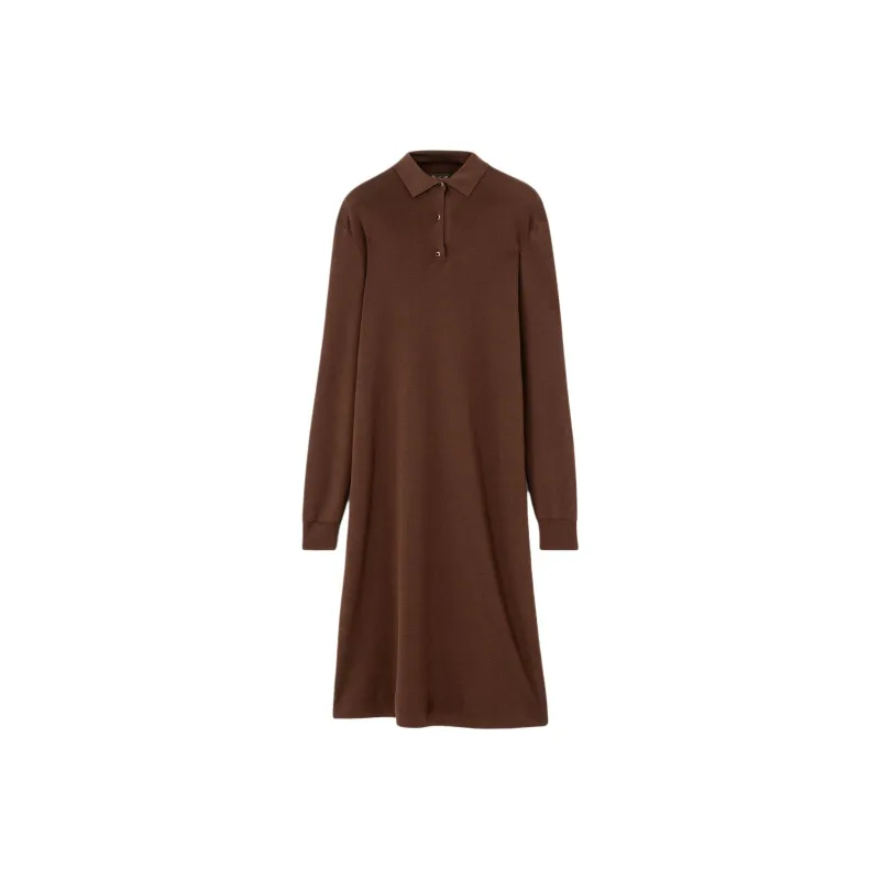 Loro Piana SS25 Long Sleeved Dress Women's Raisin Brown-0