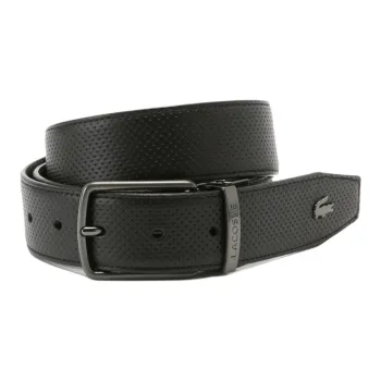 LACOSTE Leather, Cow Leather Belts Men's Black Width 3.5CM