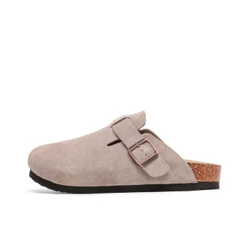 WEISHIBANGWEI Rubber Sole Slip Resistant Closed Toe Slippers Unisex Beige