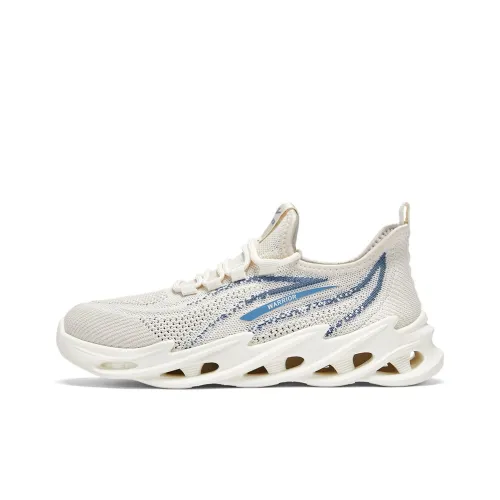 Warrior Cushioning, Slip Resistant, And Breathable Low Top Casual Shoes Men's Beige Light Blue