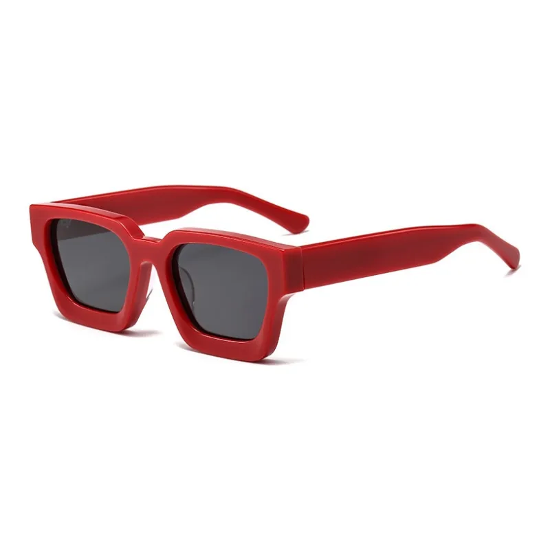 Thunder Pailong Plate Frame Square Sunglasses Unisex Black, White, Gray-6