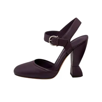 FERRAGAMO Salvatore Gazania Chunky Heel High Heels 10cm Women's Purple