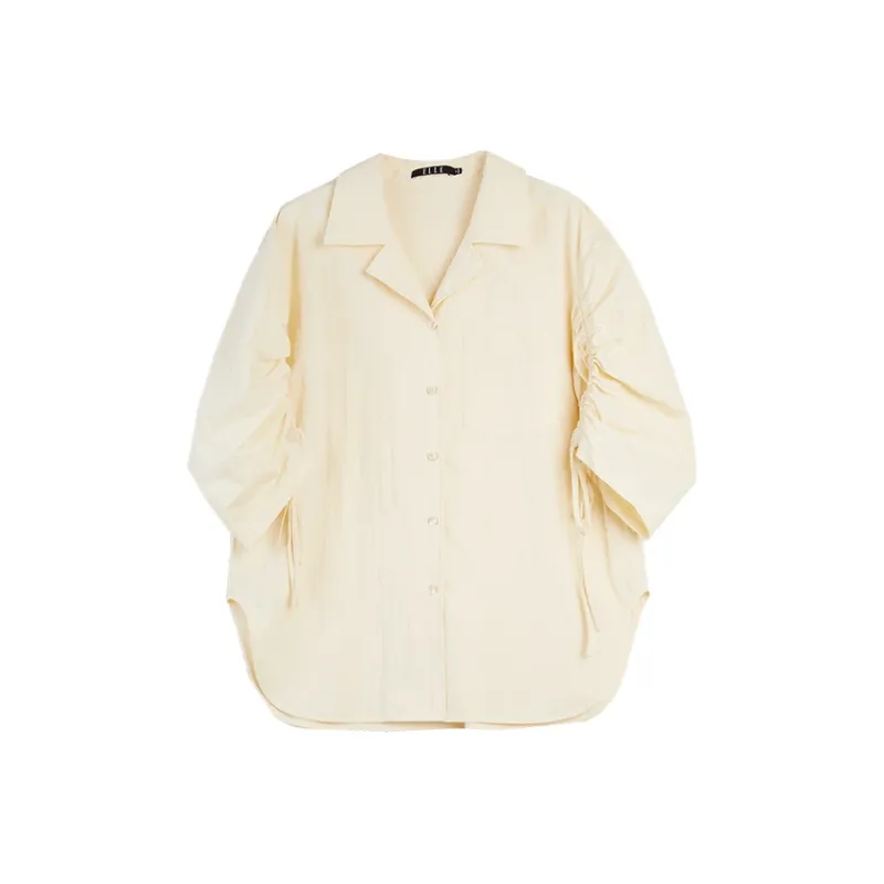 ELLE Cropped Coats Women's Beige Yellow-0