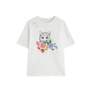LUYOUYE T Shirts Women's Kitten White