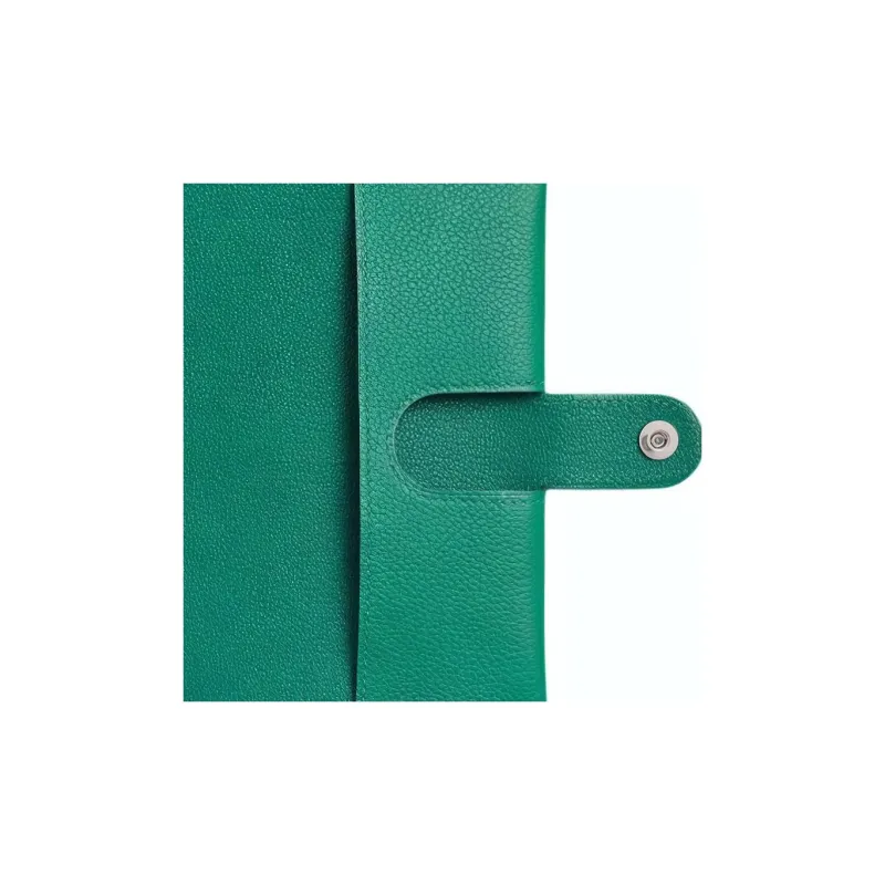 HERMES Evercolor Calfskin Card Holders Passport Holders Men's Iridescent Green-3