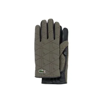 LACOSTE Polyester, Rayon, Polyurethane, Lambskin Sports Gloves Men's Khaki Olive