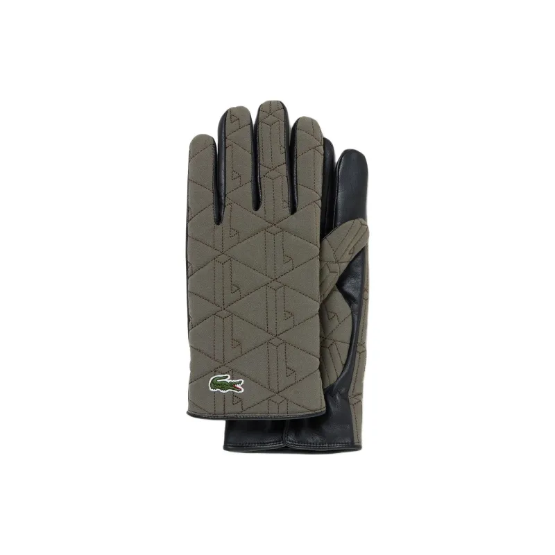 LACOSTE Polyester, Rayon, Polyurethane, Lambskin Sports Gloves Men's Khaki Olive-0