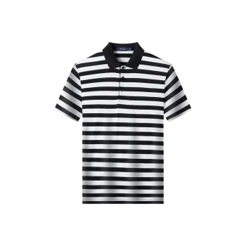 Loz Polo Shirts Men Black White Stripes