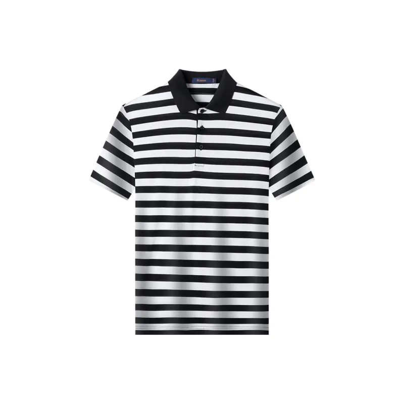 Loz Polo Shirts Men Black White Stripes-0