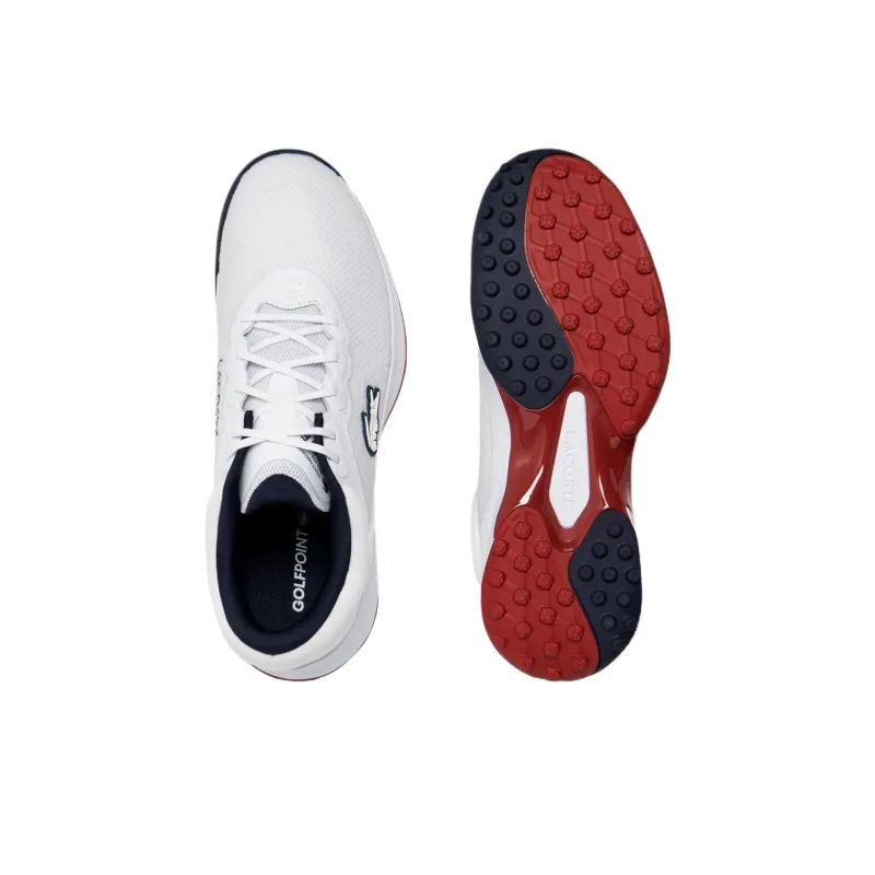 LACOSTE Anti Slip Wear Resistant Low Top Golf Shoes Men's White-4
