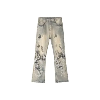 XINYINSU Jeans Unisex Yellow Mud