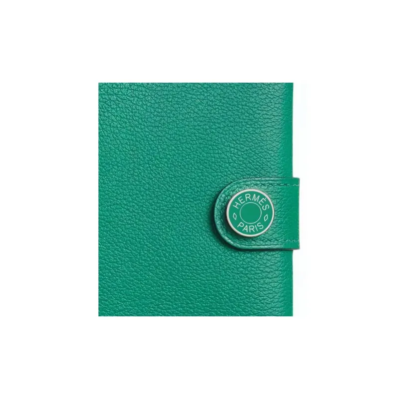 HERMES Evercolor Calfskin Card Holders Passport Holders Men's Iridescent Green-2