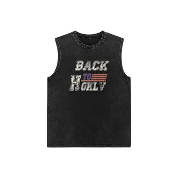 HOKLV Tank Tops Unisex Washed Black