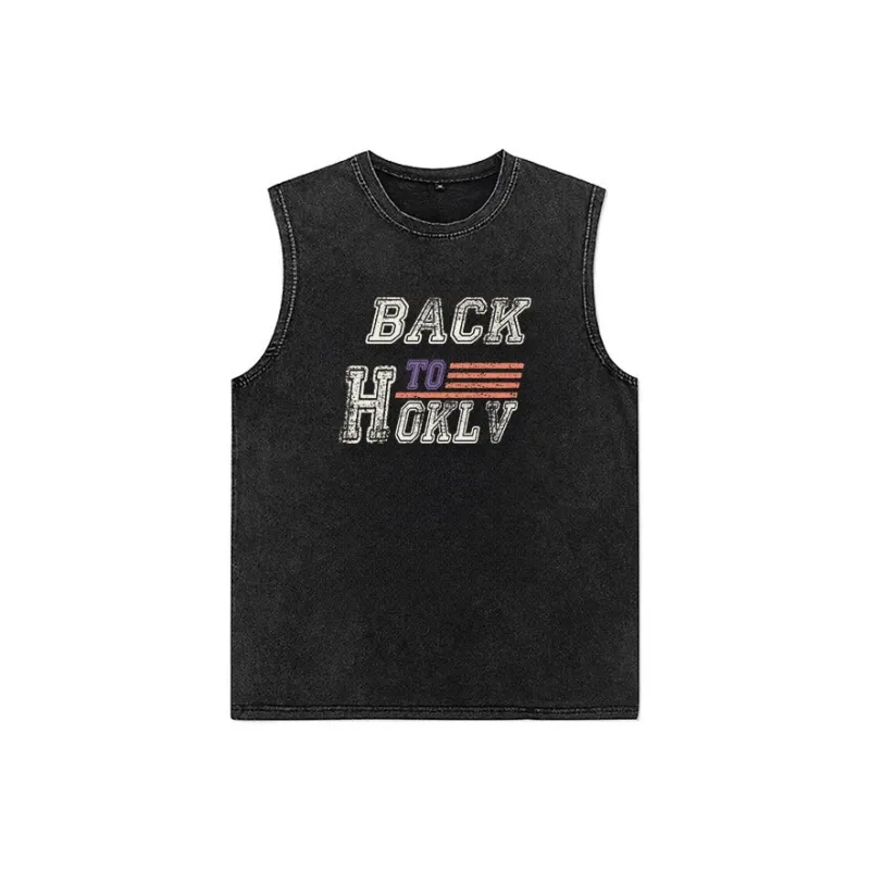 HOKLV Tank Tops Unisex Washed Black-0