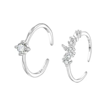 Barbie S925 Silver Couple Rings Ring Unisex Silver Gift Box Set