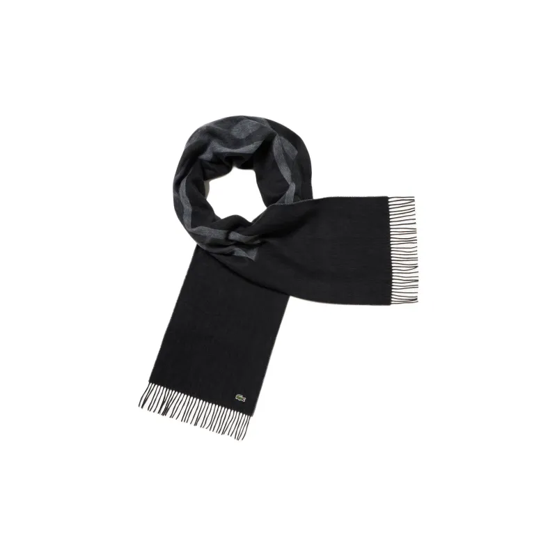 LACOSTE Polyester, Recycled Polyester Knit Scarves Men's Black-1