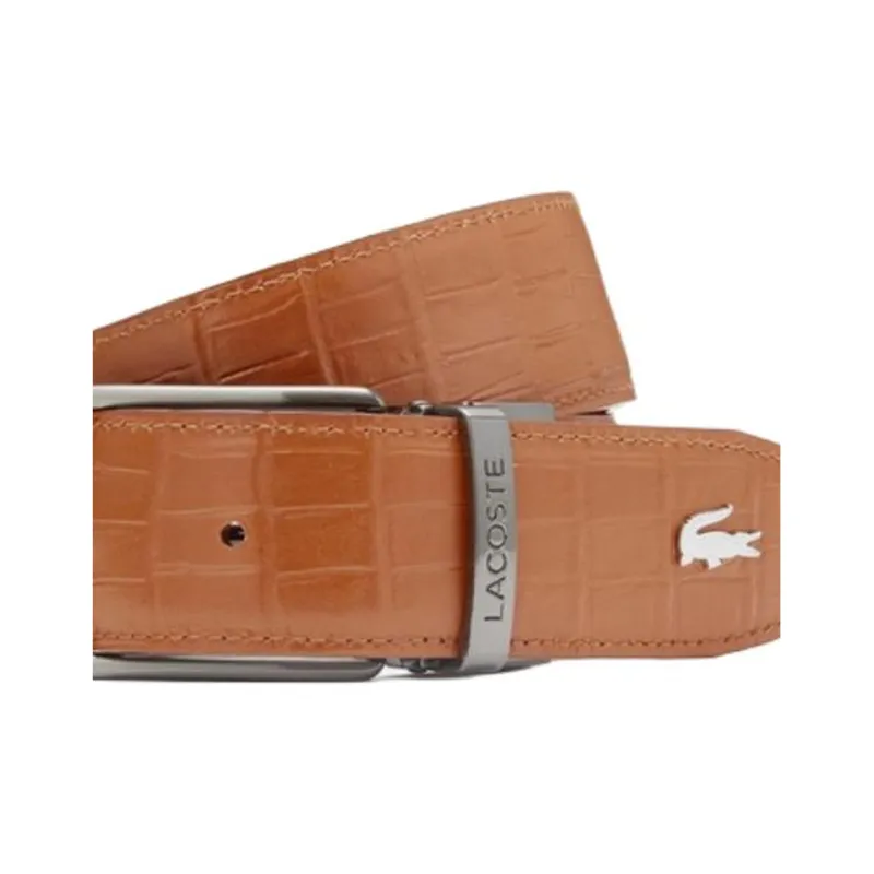 LACOSTE Cow Leather Belts Men's Brown Width 3.5CM-2