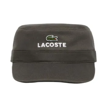 LACOSTE 100% Cotton Baseball Caps Unisex Khaki