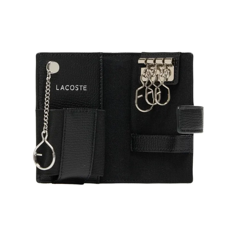 LACOSTE Cow Leather Key Pouch Men's Black-2