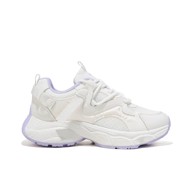 RENBEN Balance Lightweight Height Increasing Low Top Chunky Sneakers Women's White Purple-1