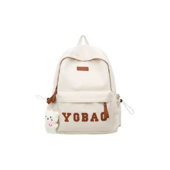 WICKBUEN Nylon Backpack Unisex White, Black, Gray/Burgundy