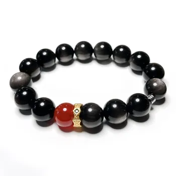 CUIJING Natural Obsidian Bracelets Unisex