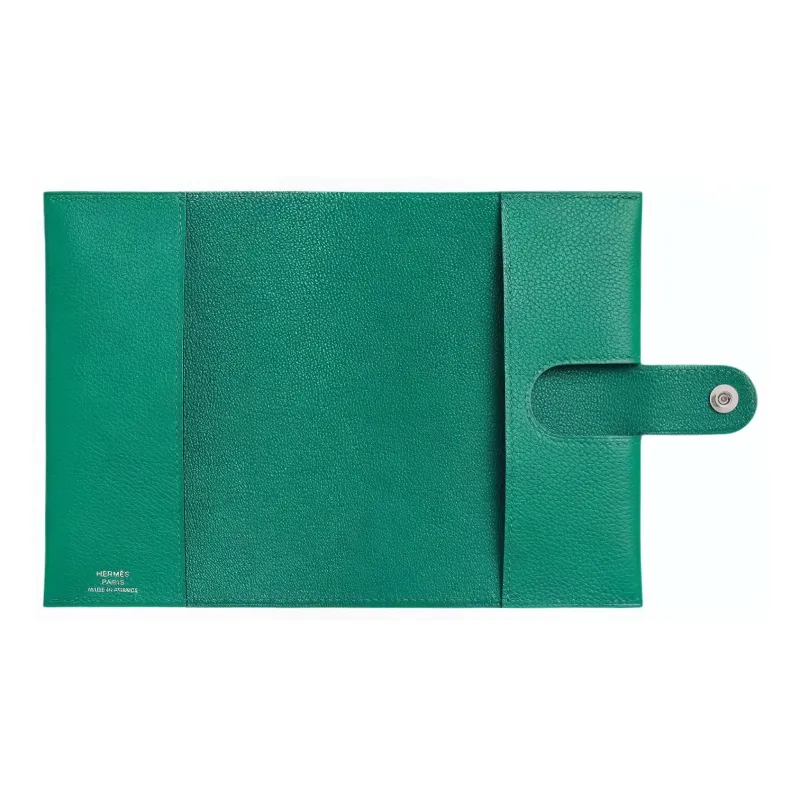 HERMES Evercolor Calfskin Card Holders Passport Holders Men's Iridescent Green-1