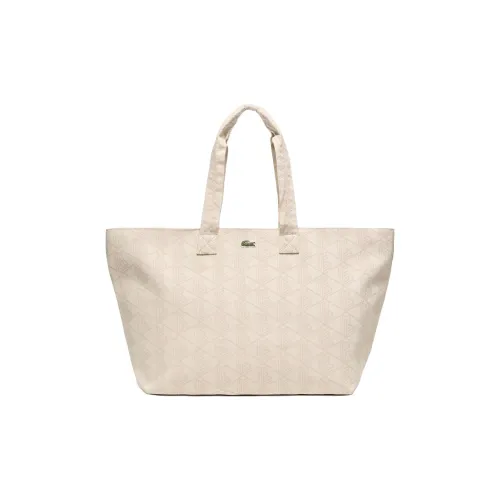 LACOSTE Cotton Fabric Garavani Bag, Shopping Bag, Handbag Large Size Unisex Ecru