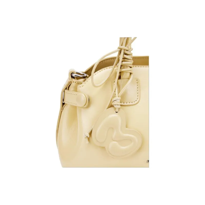 MCMIKO Split Cow Leather With Synthetic Leather Handbag Regular Women's Light Custard-4