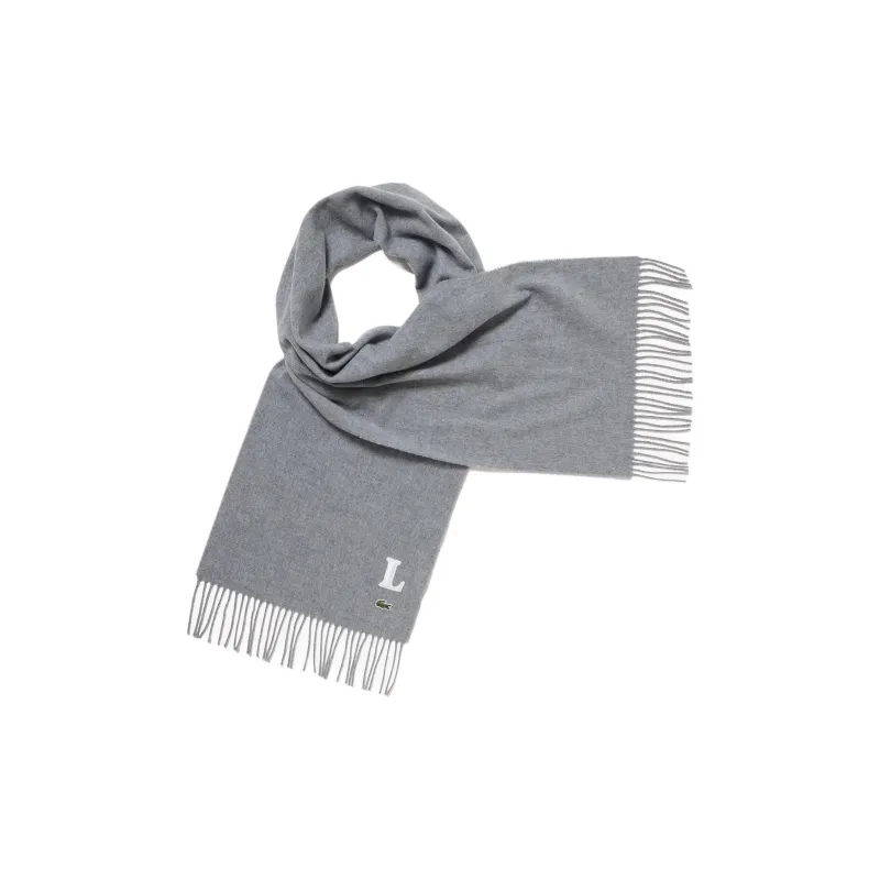 LACOSTE Polyester, Recycled Polyester Knit Scarves Men's Gray-1