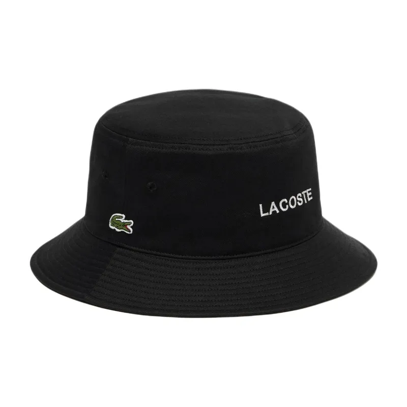 LACOSTE Cotton Twill Bucket Hats Men's Black-0