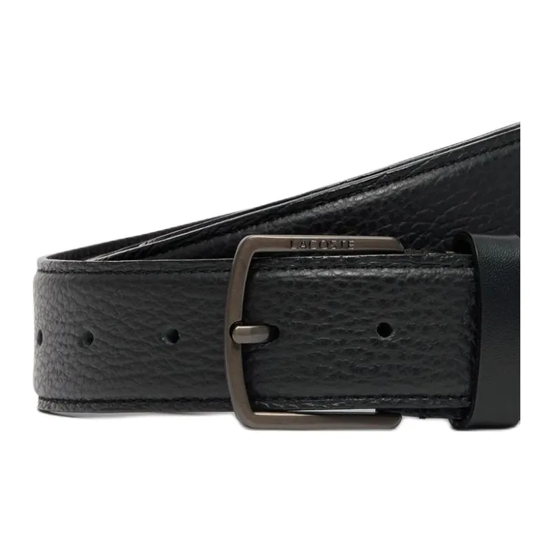 LACOSTE Cow Leather Belts Men's Black Width 3.5CM-2