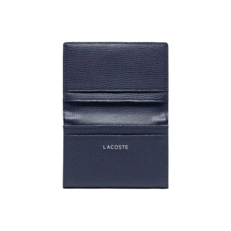 LACOSTE Cow Leather Business Card Holder Wallet Unisex Marine Blue-3