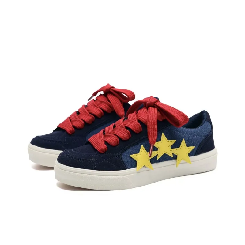 CHERRY&KALIKA Skateboard Shoes Women's Low Top Navy Blue-1