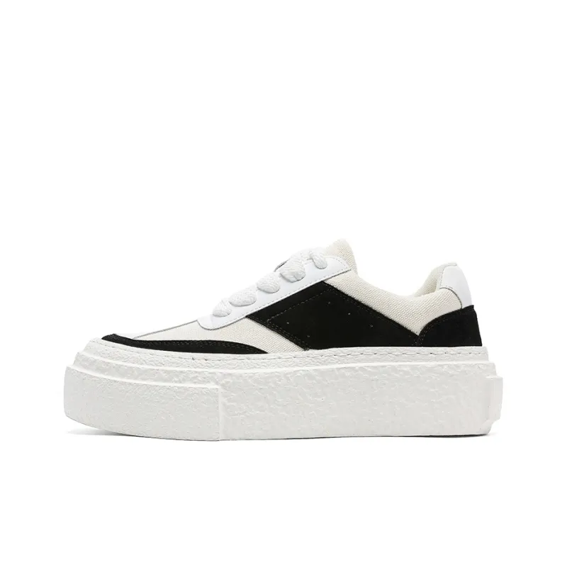 WEISHIBANGWEI Height Increasing Low Top Skateboard Shoes Men's Black White-0