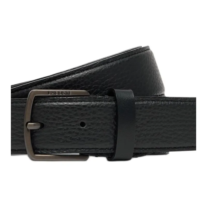 LACOSTE Cow Leather Belts Men's Black Width 3.5CM-1