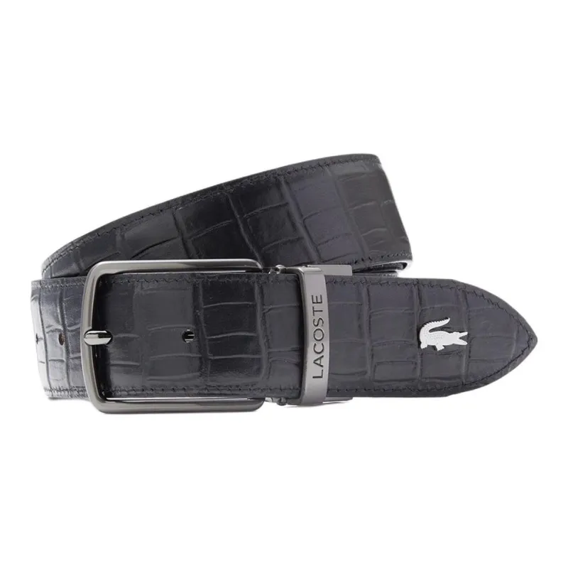 LACOSTE Cow Leather Belts Men's Black Width 3.5CM-1